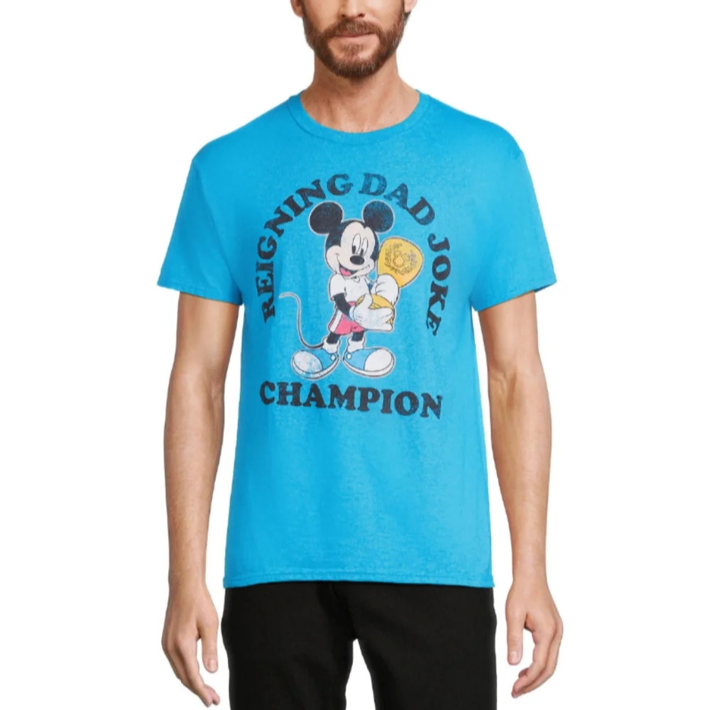 Disney Men's Size S (34-36) Mickey Mouse "Reigning Dad Joke Champion"